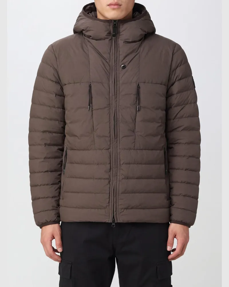 Stone Island Gesteppte Nylon-Daunenjacke mit Kapuze und Daunenwattierung Grau