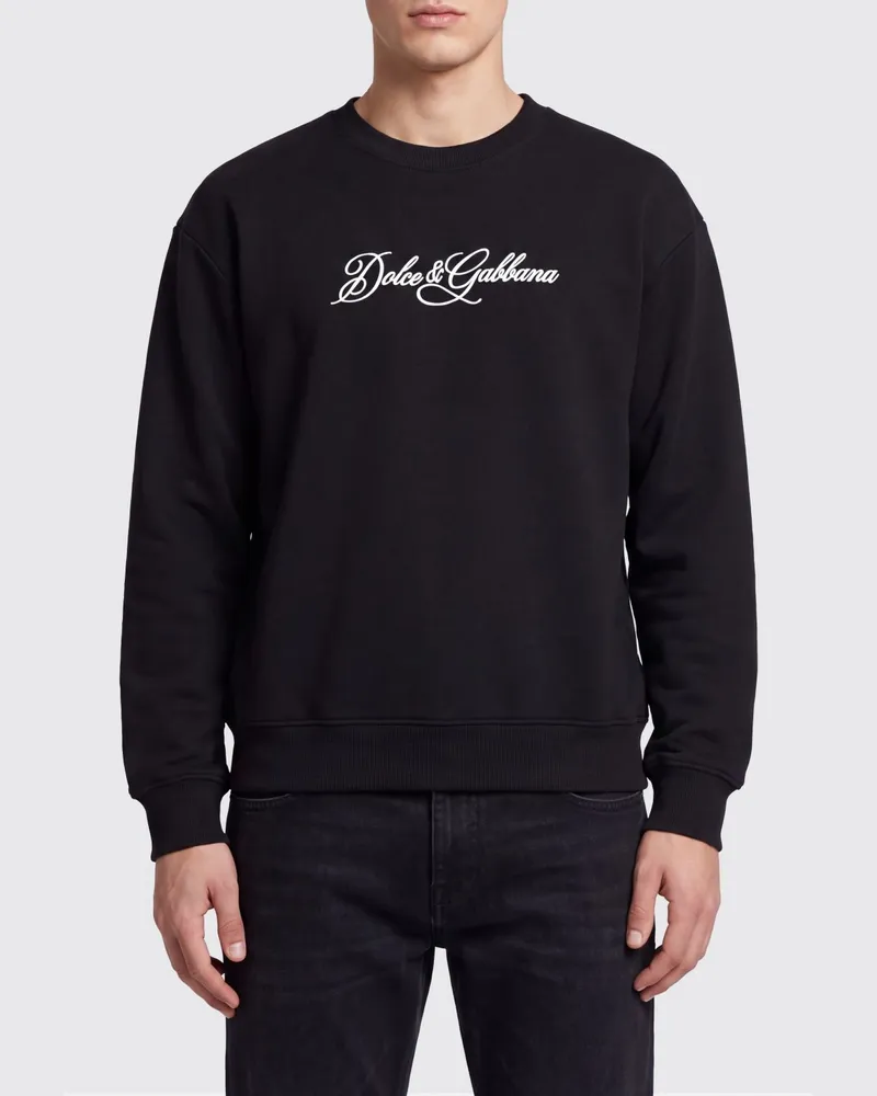 Dolce & Gabbana DOLCE  GABBANA Rundhals-Sweatshirt Dolce & Gabbana aus Baumwolle mit kontrastierendem Brustlogo Schwarz