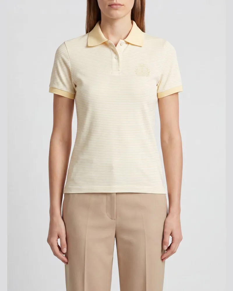 SPORTY & RICH SPORTY  RICH Gestreiftes Baumwoll-Polohemd Sporty & Rich mit Logo-Stickerei Gelb