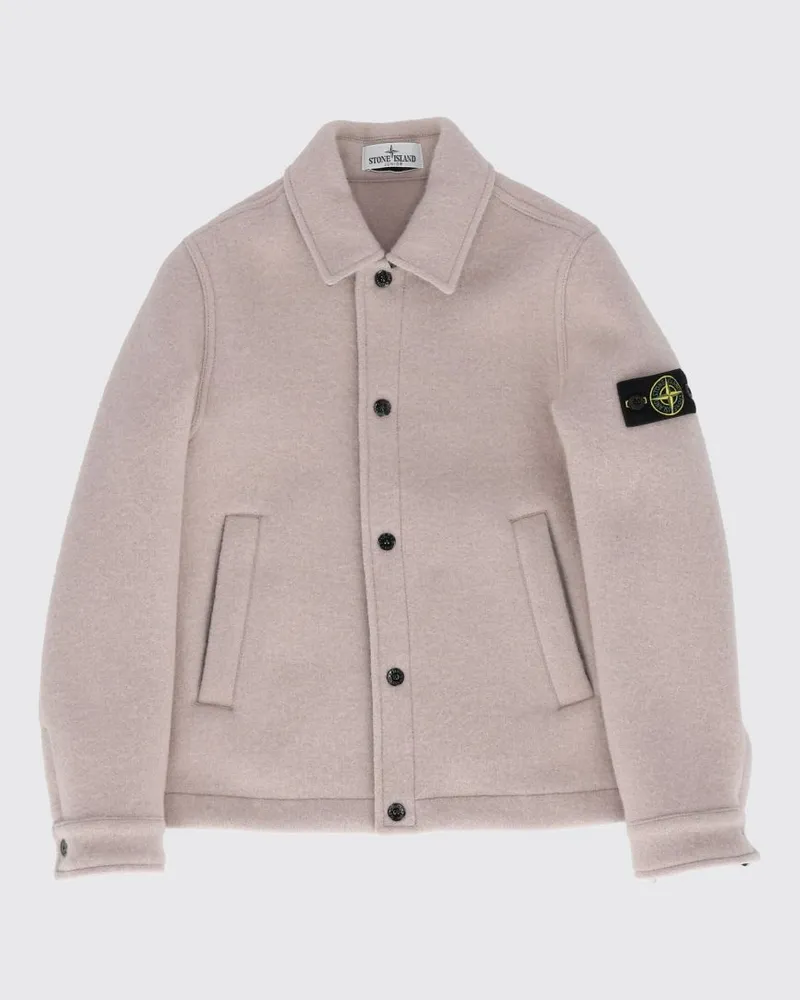 Stone Island Overshirt für Jungen aus Schurwolle mit Compass-Logo-Patch Beige