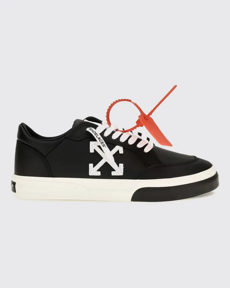 OFF-WHITE Vulcanized Sneaker aus genarbtem Kalbsleder mit Arrow-Logo Schwarz