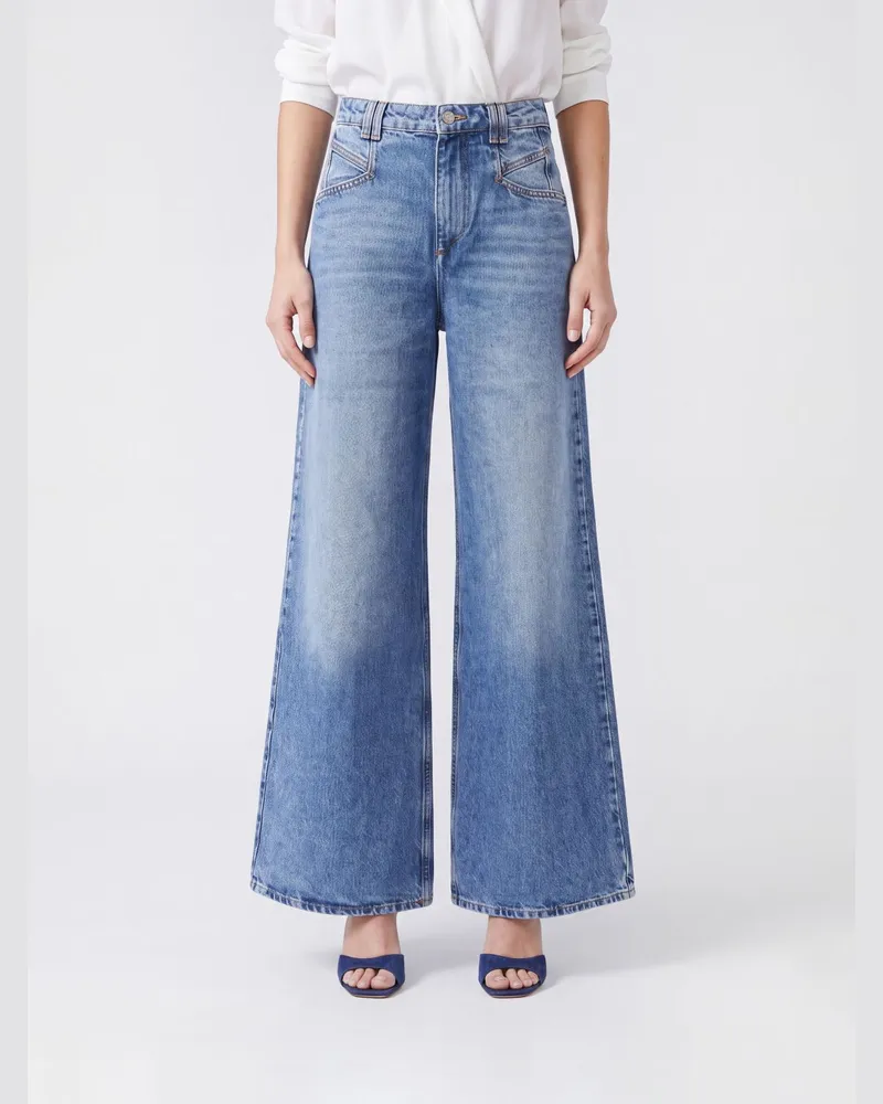 Isabel Marant Lemony Jeans mit weitem Bein aus Baumwolldenim Hellblau