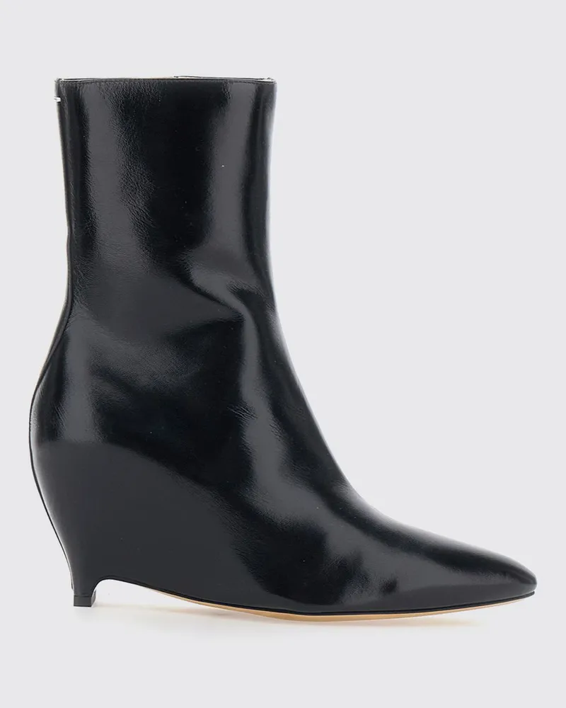 Maison Margiela Stiefeletten aus Schafsleder mit skulpturalem hohem Absatz und seitlichem Reißverschluss Schwarz