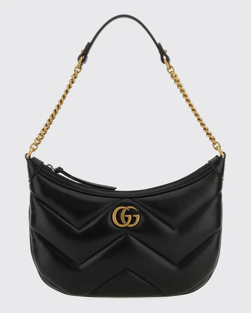 Gucci GG Marmont Hobo-Schultertasche aus Matelassé-Nappa mit Monogramm Schwarz