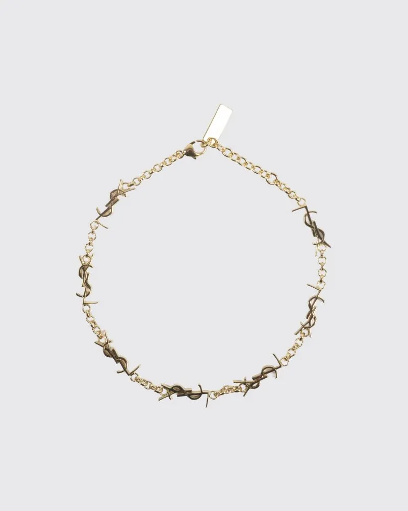 Saint Laurent Armband aus goldfarbenem Metall mit verschlungenem YSL-Monogramm-Anhänger Gold