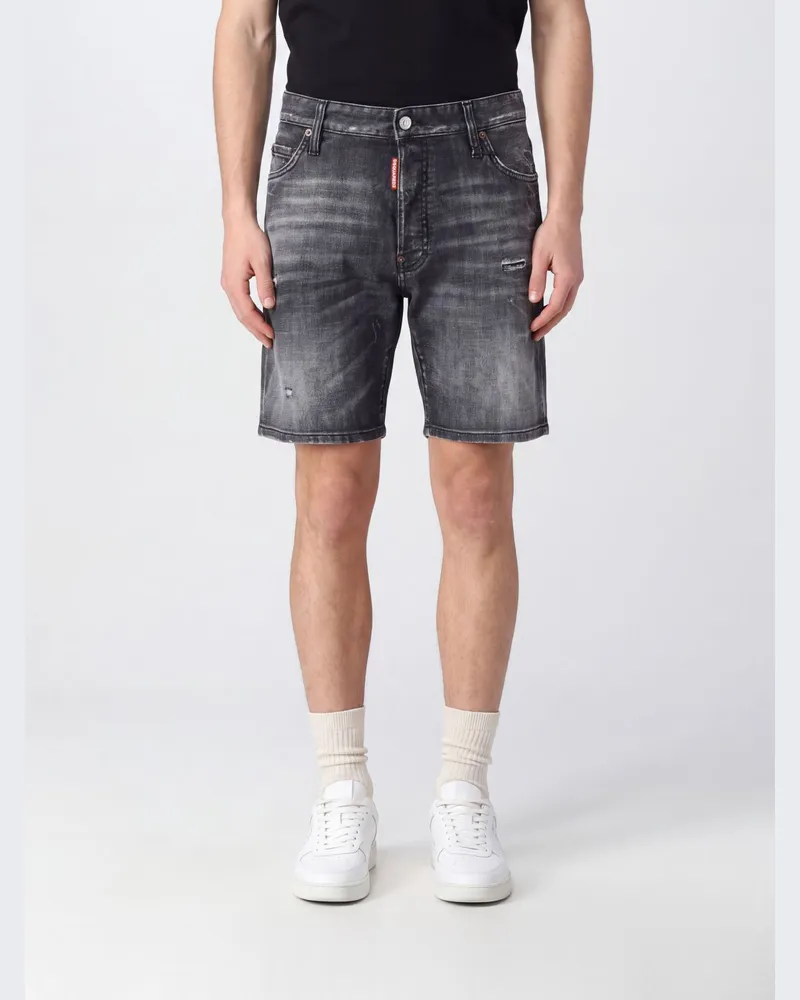 Dsquared2 Five-Pocket-Shorts aus Baumwolldenim in Used-Optik Schwarz