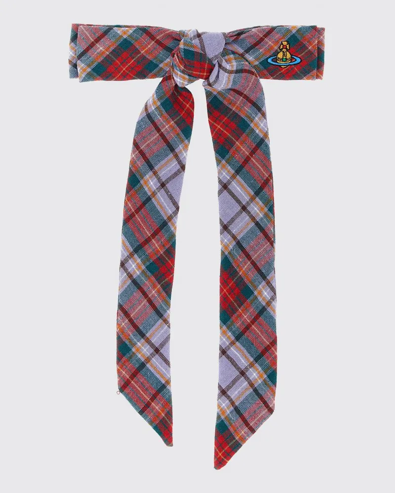 Vivienne Westwood Haarspange aus Leinen mit Schottenmuster von mit Schleife und Orb-Logo Bunt