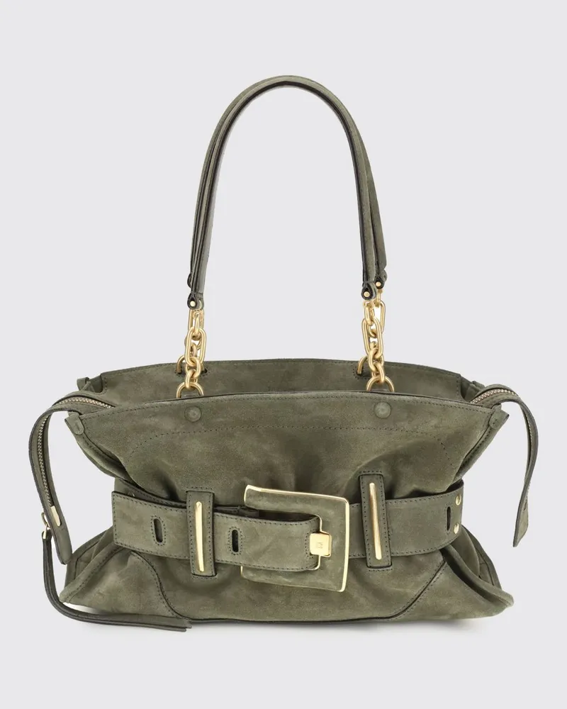 Balmain Anthem Wildledertasche Olive