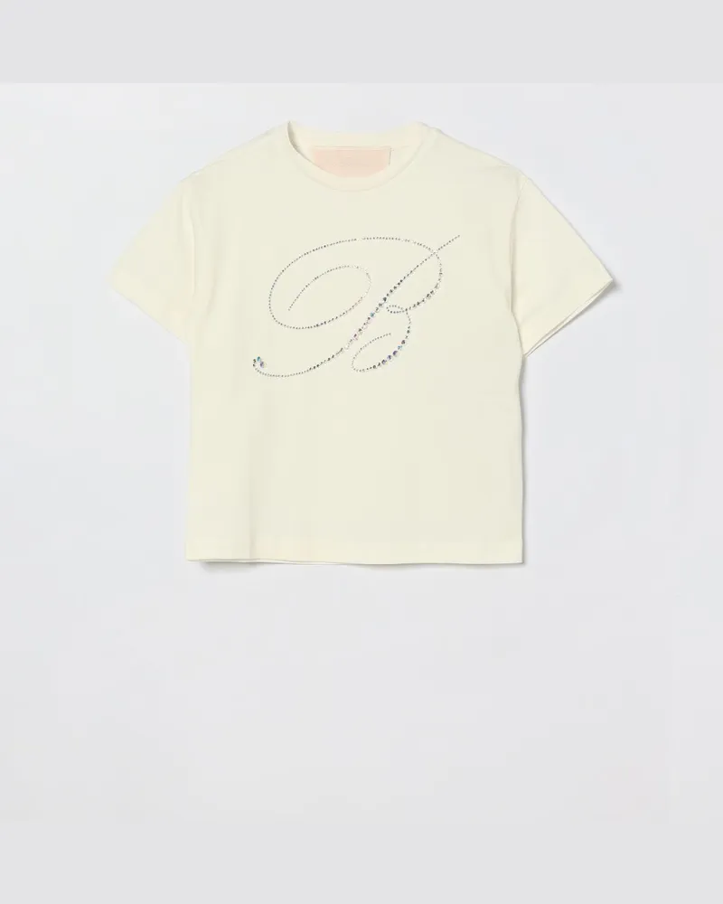 Blumarine Baumwoll-T-Shirt mit Strass-Logo Natural