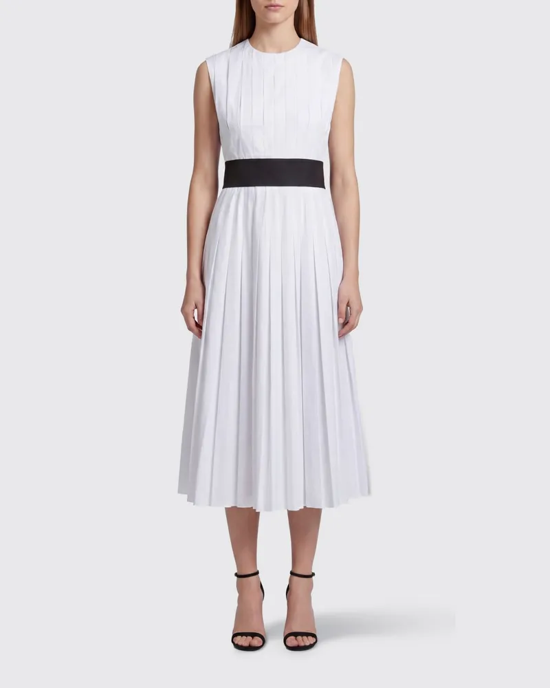 Tory Burch Plissiertes Stretch-Baumwoll-Midikleid Weiß