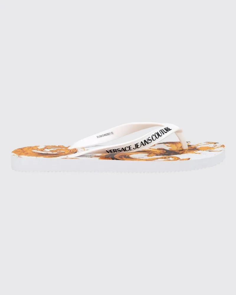 Versace Jeans Gummi-Flip-Flops mit Logoprint Weiß