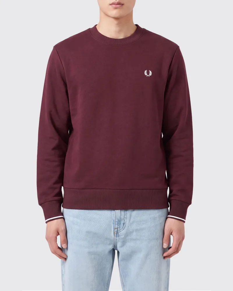 Fred Perry Baumwoll-Sweatshirt Burgunderrot
