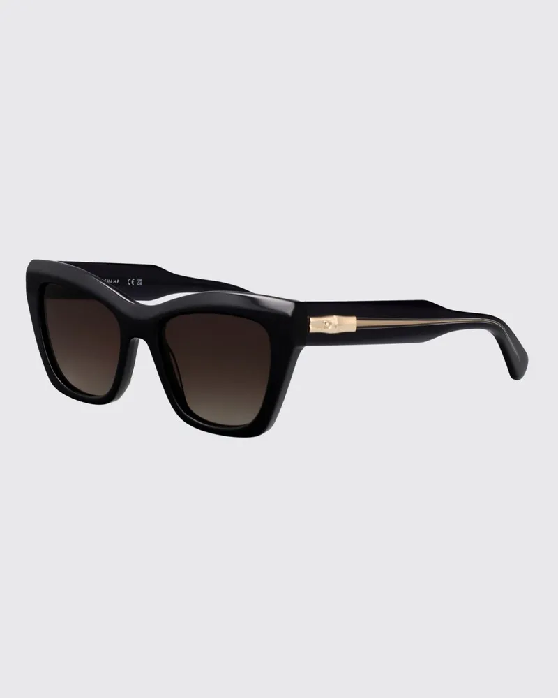 Longchamp Rechteckige Cat-Eye-Sonnenbrille von aus Acetat Schwarz