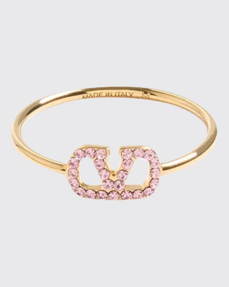 Valentino Garavani VLogo Signature Ring aus zweifarbigem Metall mit Kristallen White
