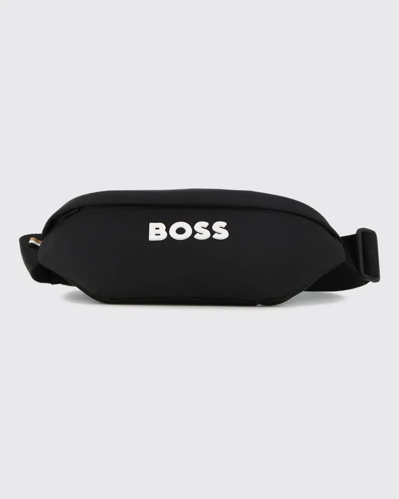 HUGO BOSS Mini-Crossbody-Tasche für Jungen aus Polyester mit kontrastierendem Schriftzug-Logo Schwarz