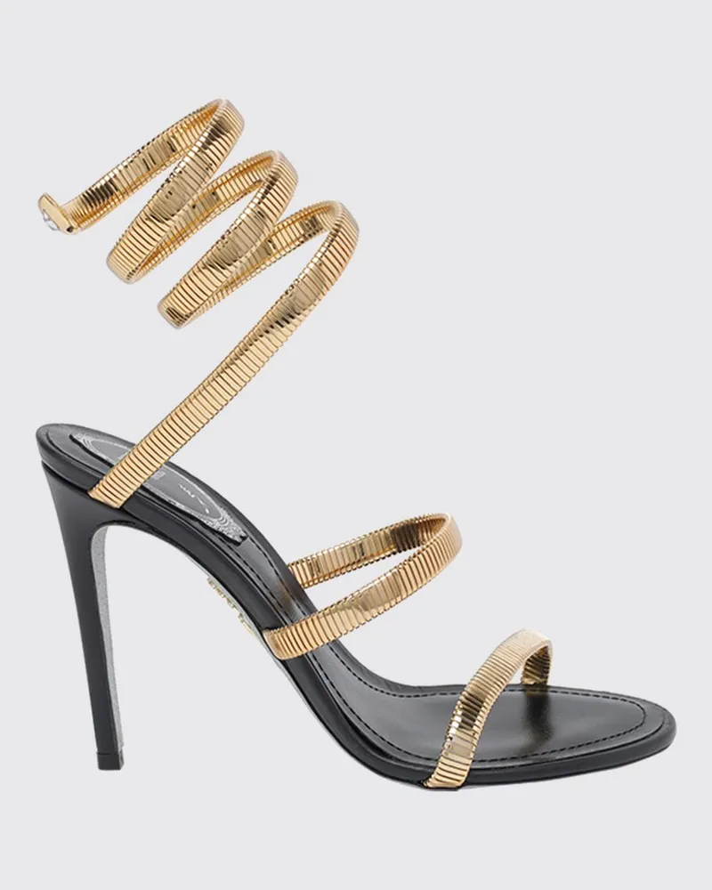 René Caovilla Juniper Stiletto-Sandalen mit ikonischem Schlangenriemen Schwarz