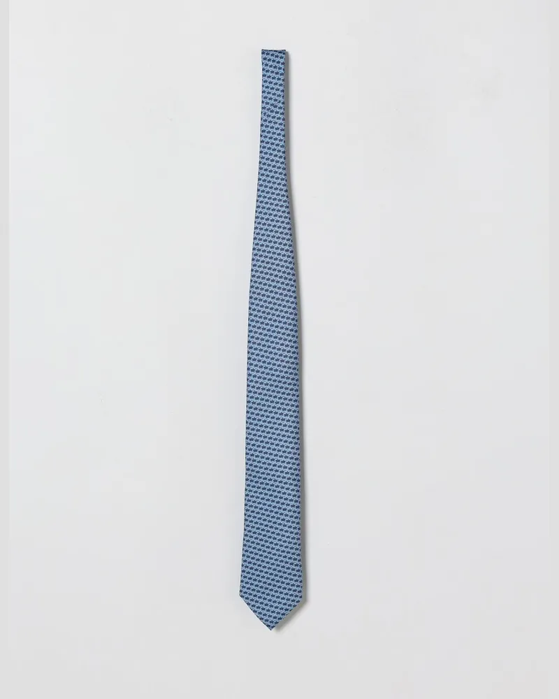 Ermenegildo Zegna Seidenkrawatte mit Palmen-Allover-Print Hellblau