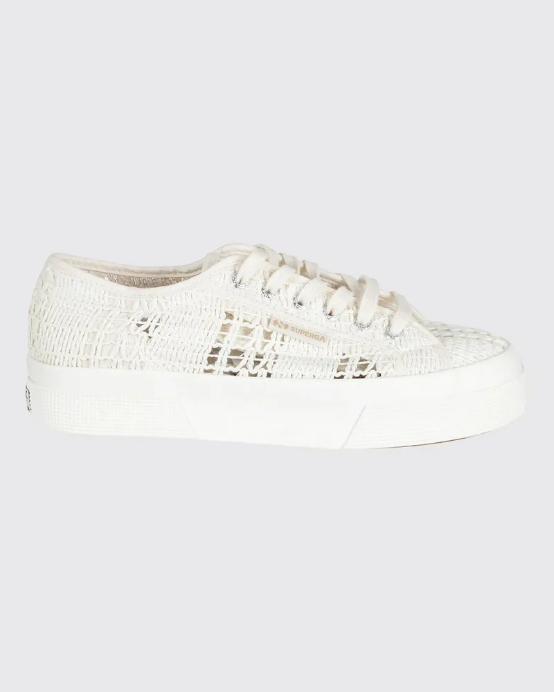 Superga 2740 Platform Sneakers aus Häkelbaumwolle Cream