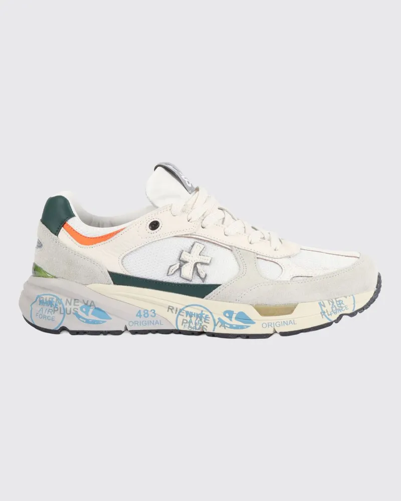 Premiata Mase Wildleder- und Mesh-Sneakers Weiss