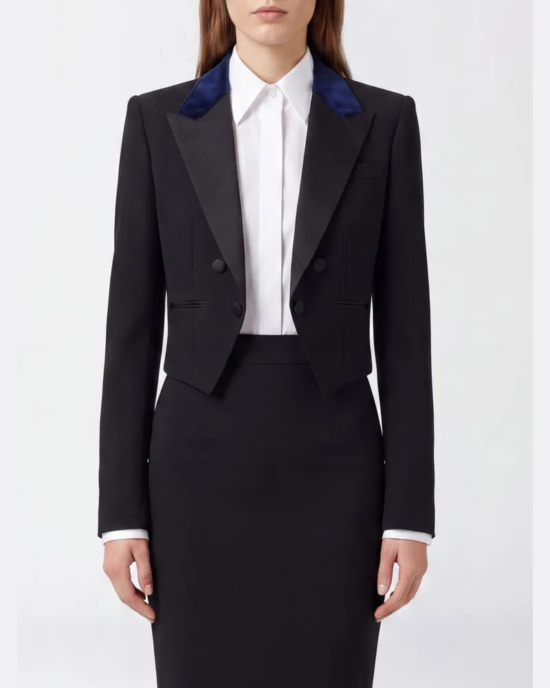 Tom Ford Smoking-Blazer aus Wolle mit Samt-Spitzrevers Schwarz