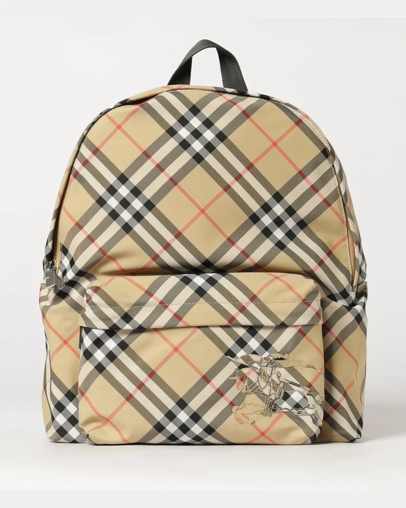 Burberry Kleine Umhängetasche aus Nylon mit Vintage-Check-Muster und EKD-Logo Beige