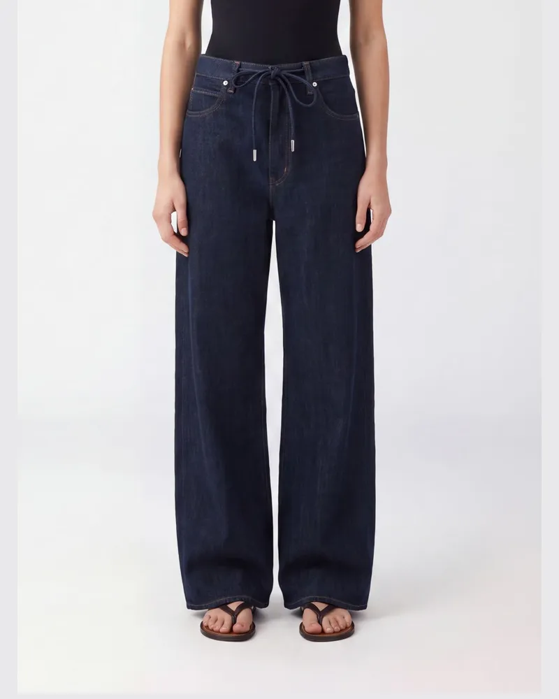 Frame Denim Baggy Jeans The Off Duty aus Baumwoll-Denim mit Kordelzug in der Taille Blau