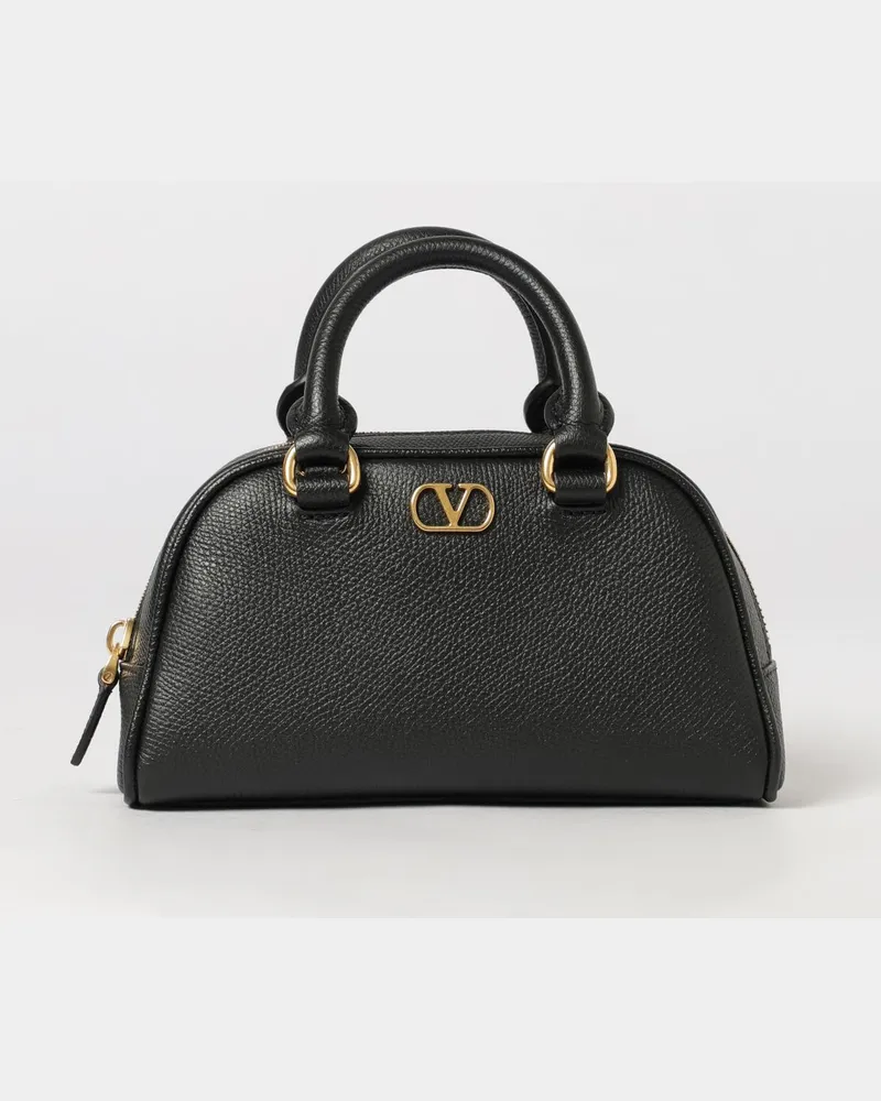 Valentino Garavani VLogo Signature Mini-Henkeltasche aus genarbtem Leder Schwarz