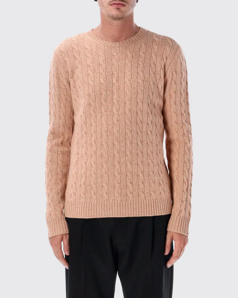 Valentino Garavani Rundhalspullover aus Schurwolle mit VLogo Signature Pink