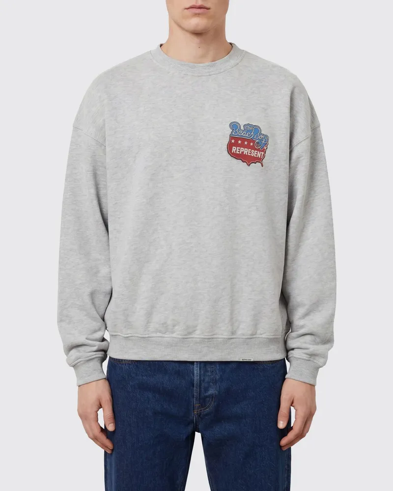 REPRESENT Rundhals-Sweatshirt aus Baumwolle mit Grafikprint und überschnittenen Schultern Grau