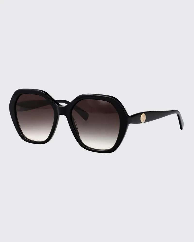 Longchamp Oversized Sonnenbrille aus Acetat mit unregelmäßiger Form und Logo Schwarz