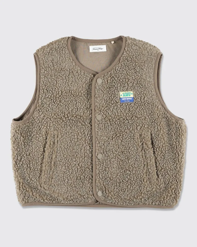 American Vintage Jungen-Weste aus recyceltem Fleece mit Rundhalsausschnitt Braun