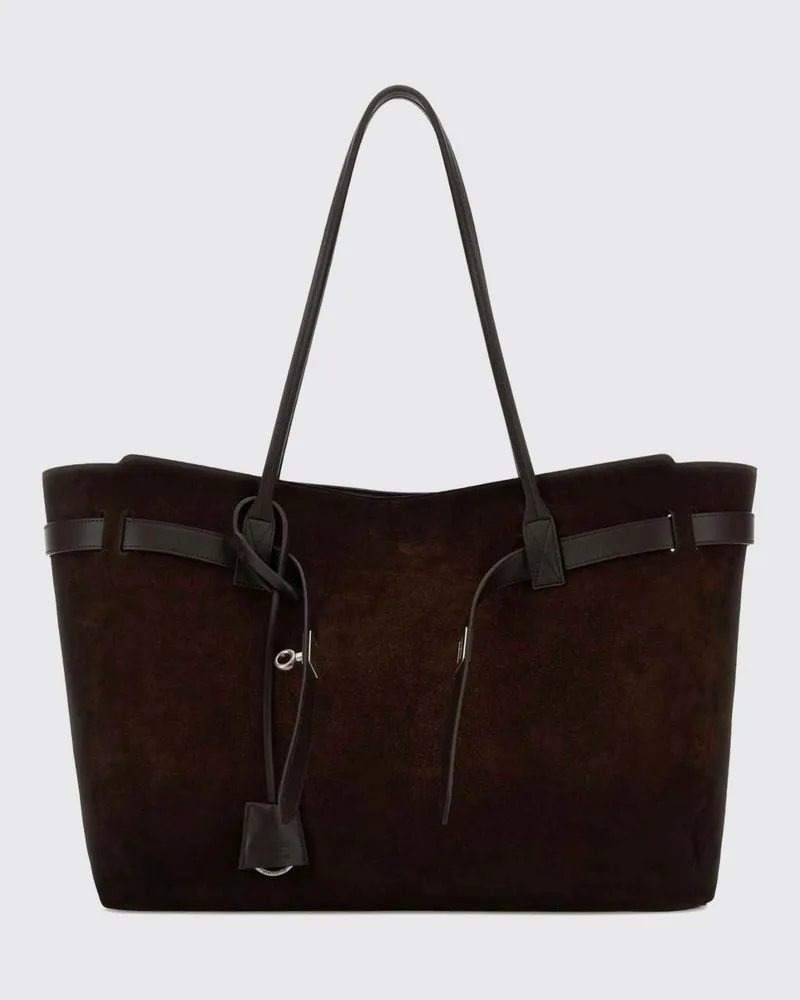 Balenciaga Große Bel Air Schultertasche aus Kalbsleder mit Drehverschluss Braun