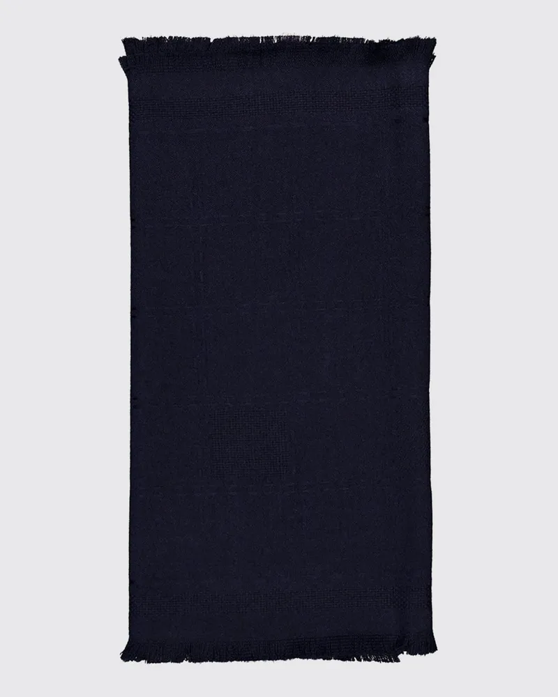 Ferragamo Schal aus Woll-Seiden-Mischung mit Fransenkanten Blau