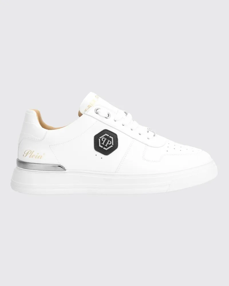 Philipp Plein Low-Top-Sneaker aus Glattleder mit Hexagon-Logo Weiß