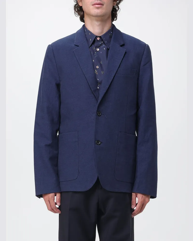 Paul Smith Einreihiger Blazer von aus Leinen- und Baumwollmischung mit aufgesetzten Taschen Indigo
