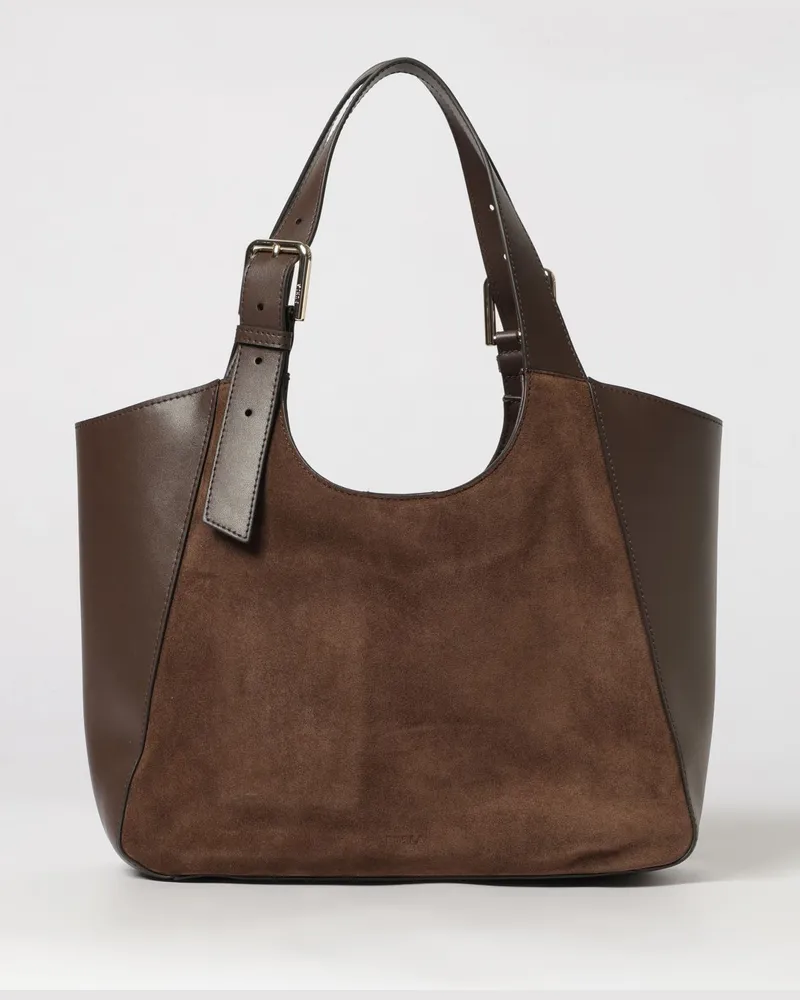 Furla Mittlere Dora Tote-Bag aus Leder und Wildleder mit verstellbarem Henkel Braun