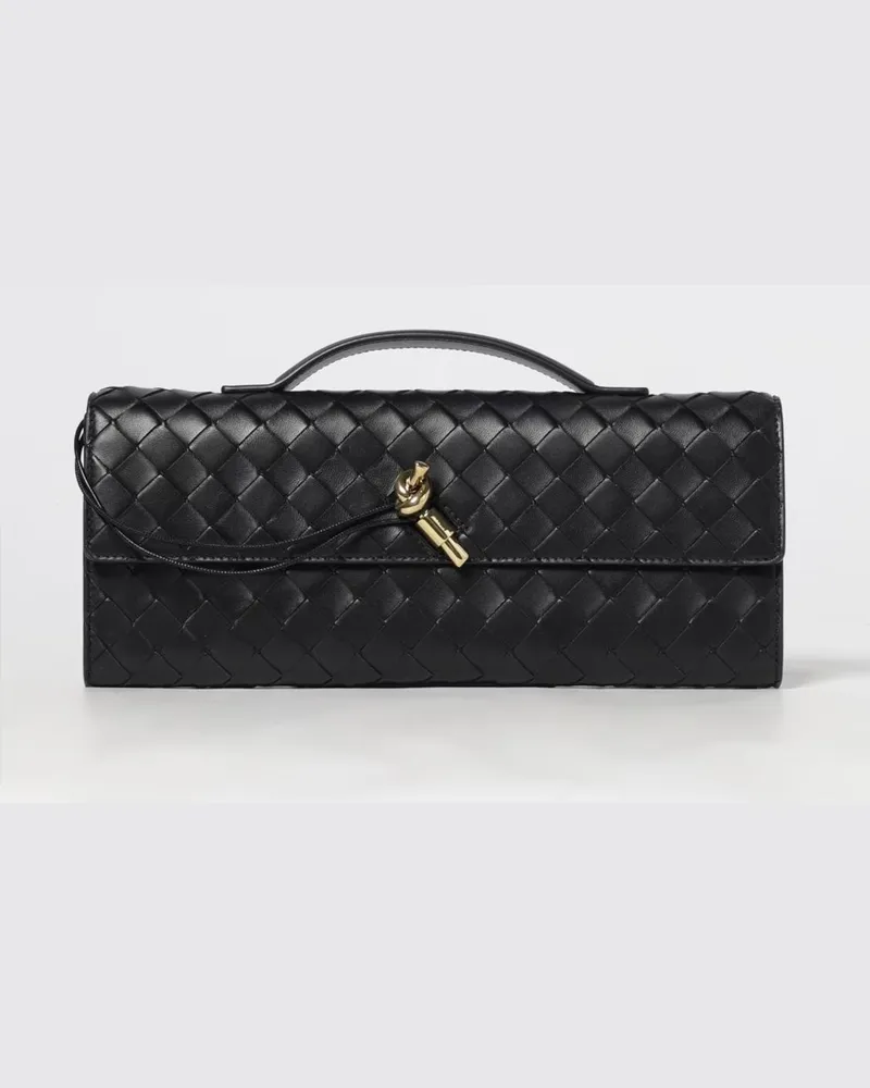 Bottega Veneta Andiamo Clutch aus geflochtenem Leder Schwarz