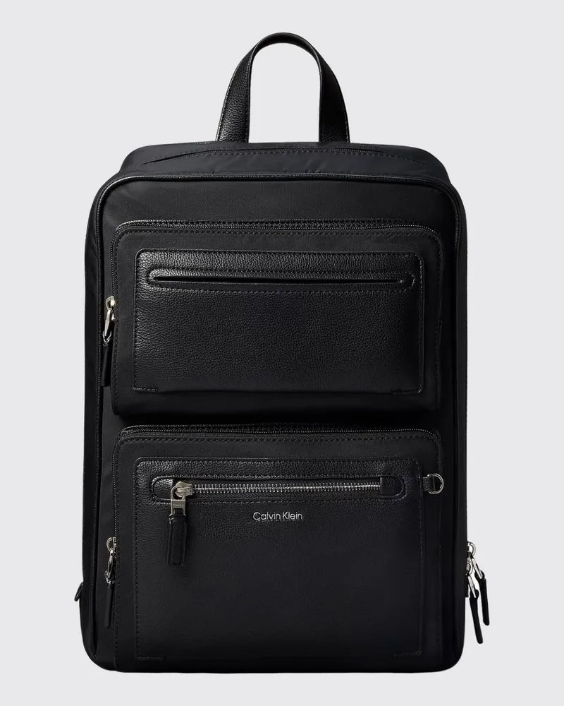 Calvin Klein Nylon-Rucksack mit gepolsterten Schultergurten und Laptopfach Schwarz