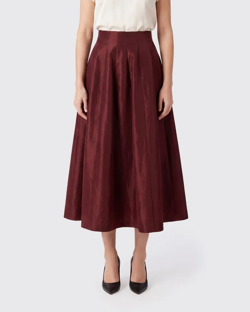 Alberta Ferretti Taft-Bleistift-Midirock mit hoher Taille und rückseitigem Verschluss Rot