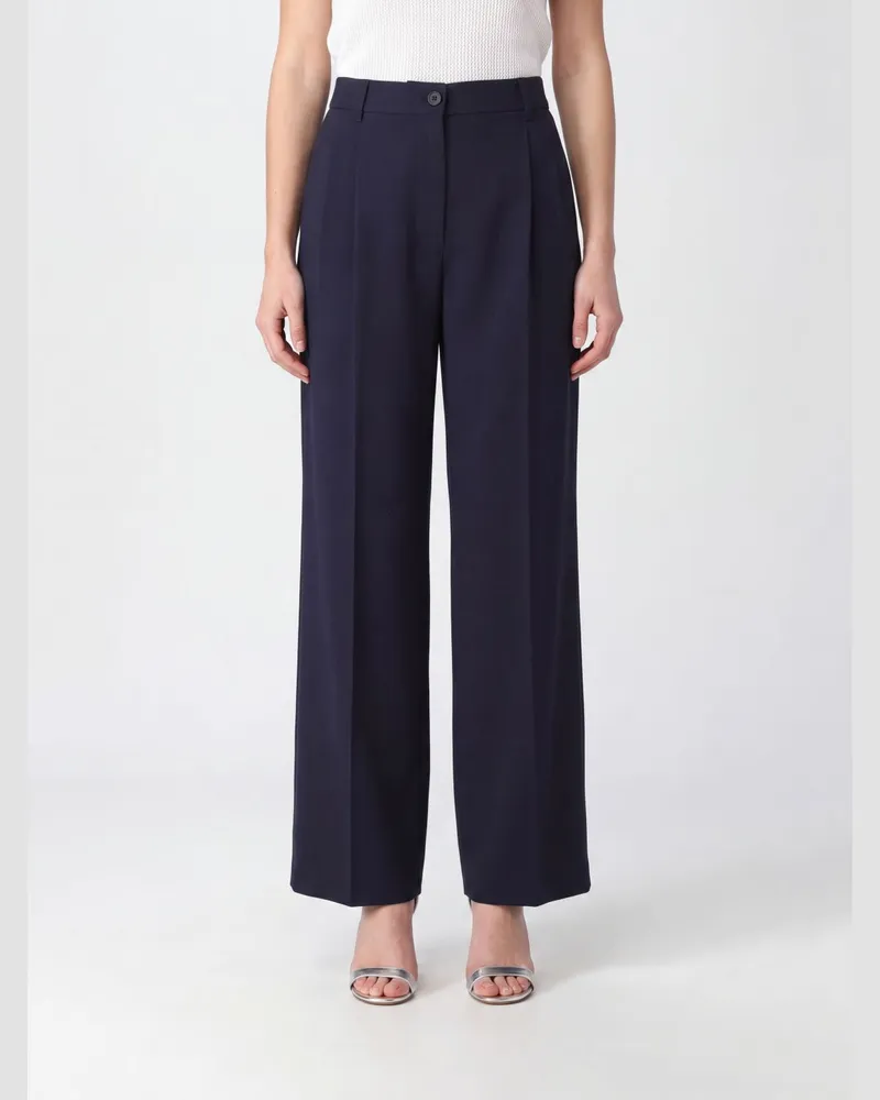 A.P.C. Hoch taillierte Ginny Hose mit weitem Bein aus Schurwollmischung Blau