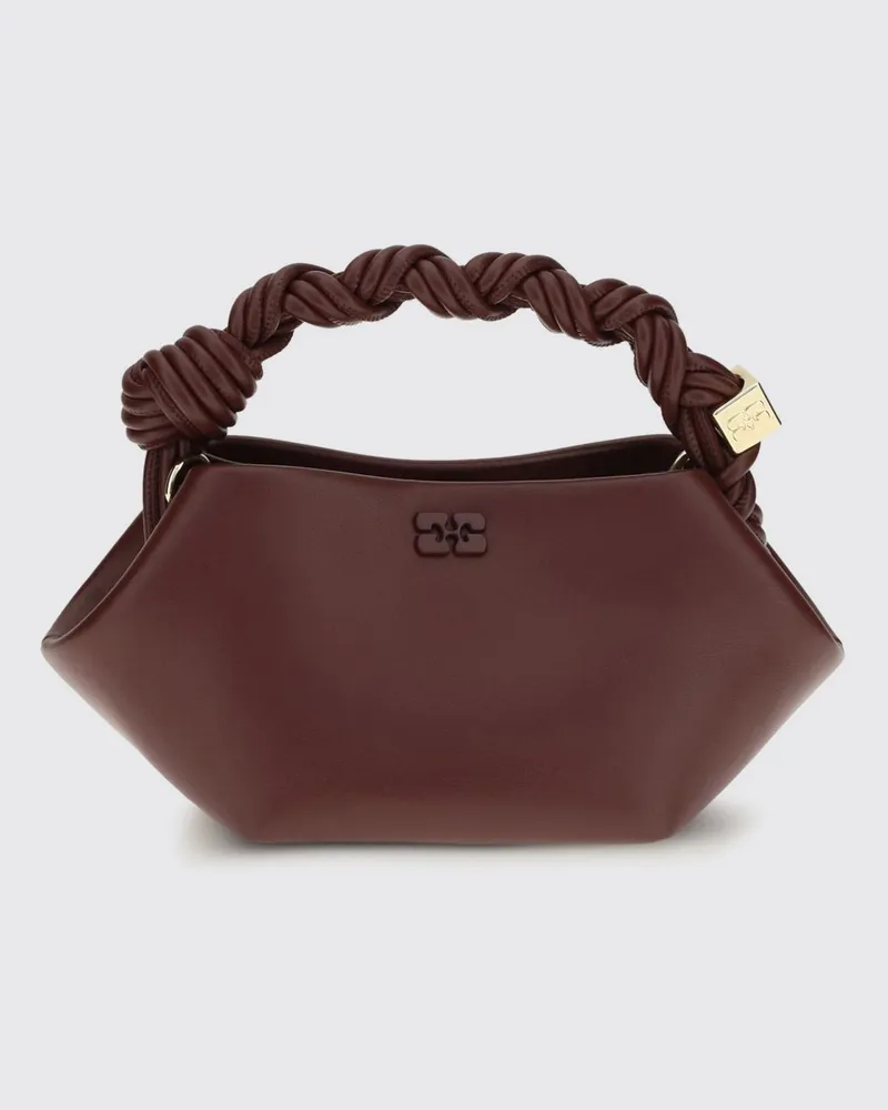 Ganni Mini-Handtasche aus recyceltem Leder mit geflochtenem Griff Burgunderrot
