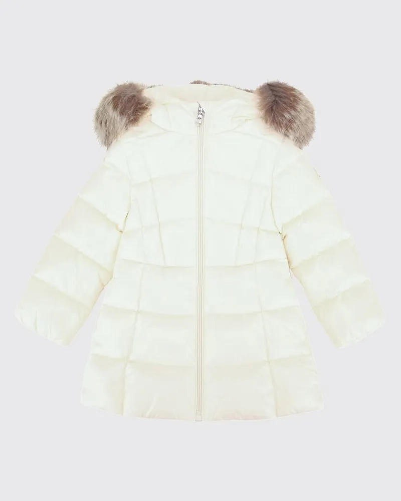 Moncler Gesteppte Nylon-Daunenjacke Emma für Jungen mit Kapuze Cream