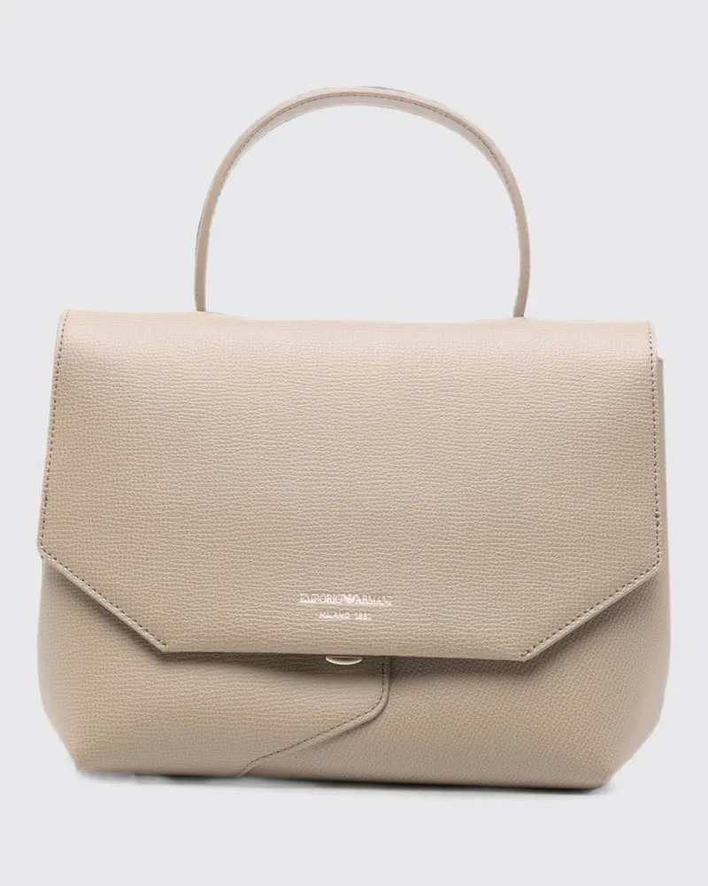 Emporio Armani Handtasche aus Rindsleder mit Schulterriemen und Schnappverschluss Braun