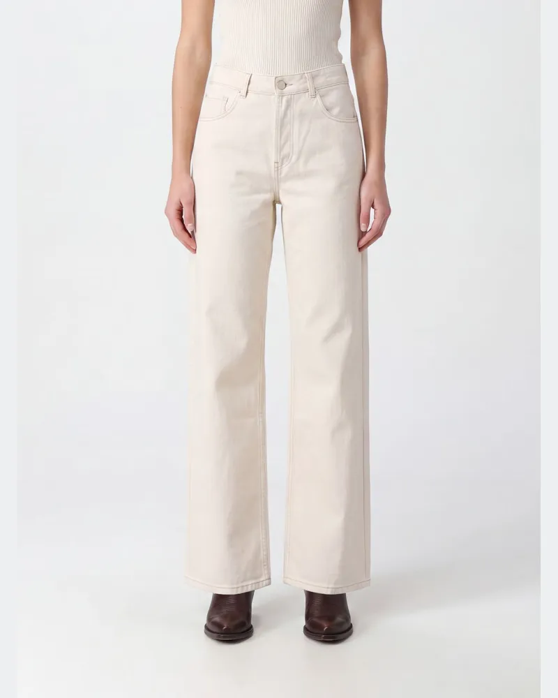 AMI Paris High-Waist Straight Jeans aus Baumwolldenim mit fünf Taschen Weiß