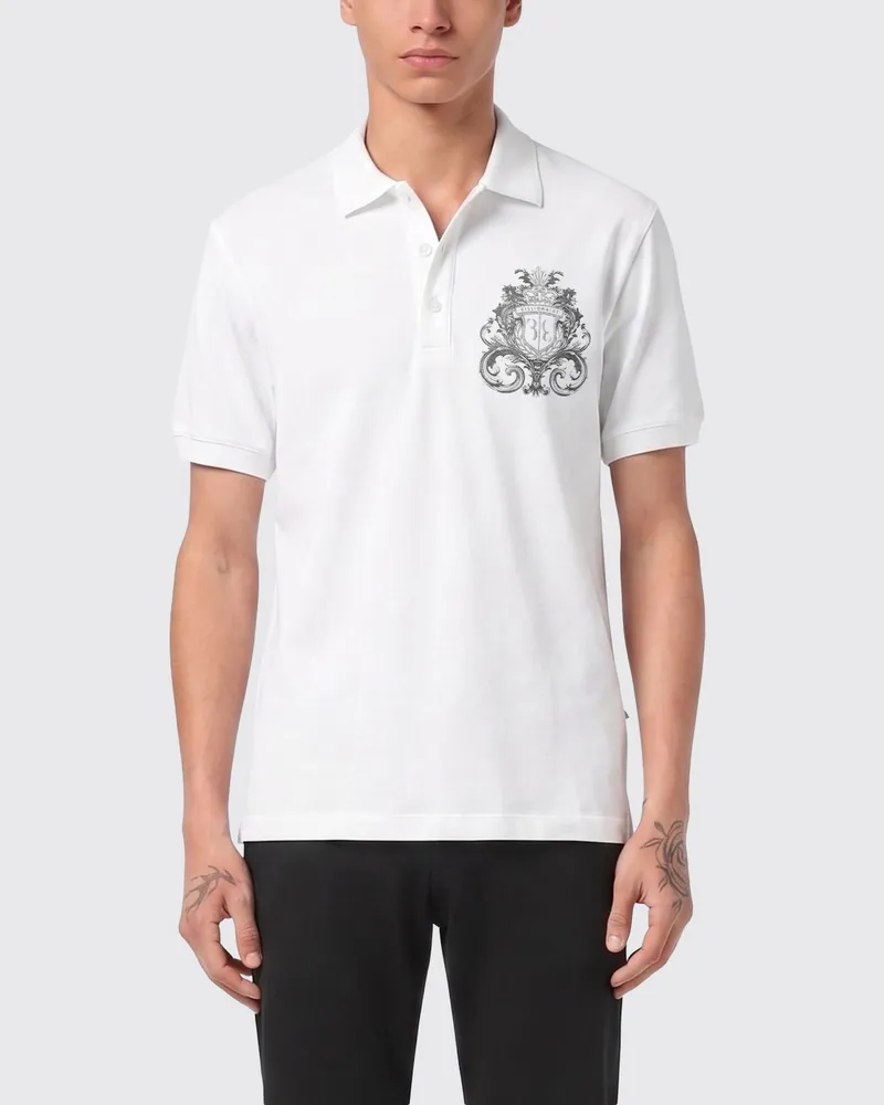 Billionaire Baumwoll-Polohemd mit Logo-Emblem Weiß