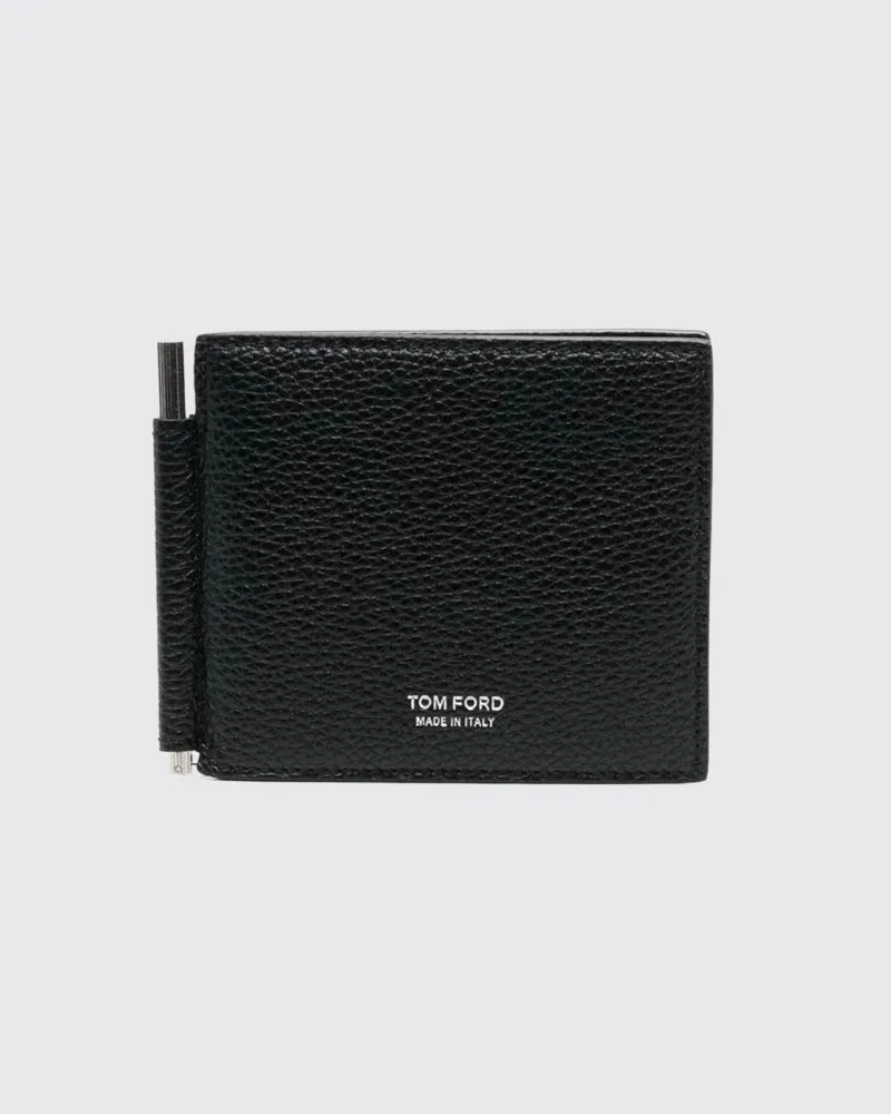 Tom Ford Bifold-Geldbörse aus Leder mit Geldklammer und acht Kartenfächern Schwarz