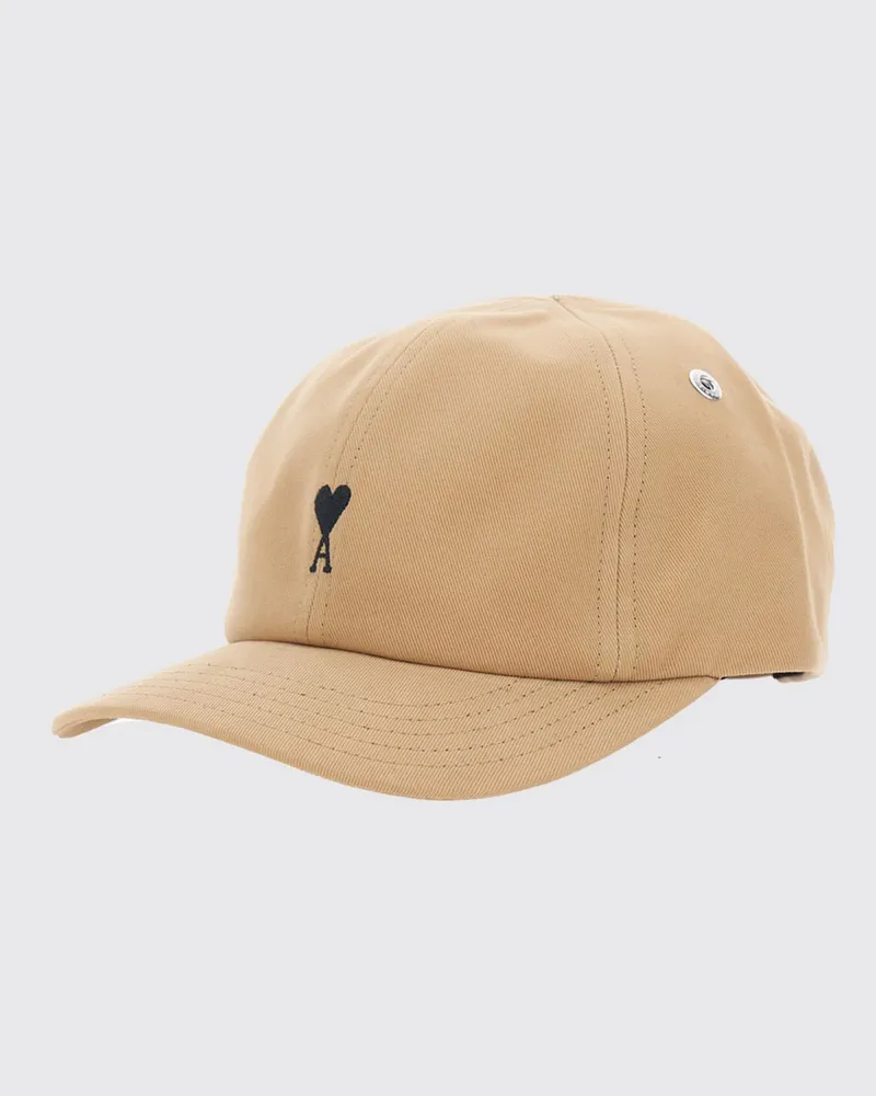 AMI Paris Baseballkappe von aus beigefarbener Baumwolle mit Logo Beige