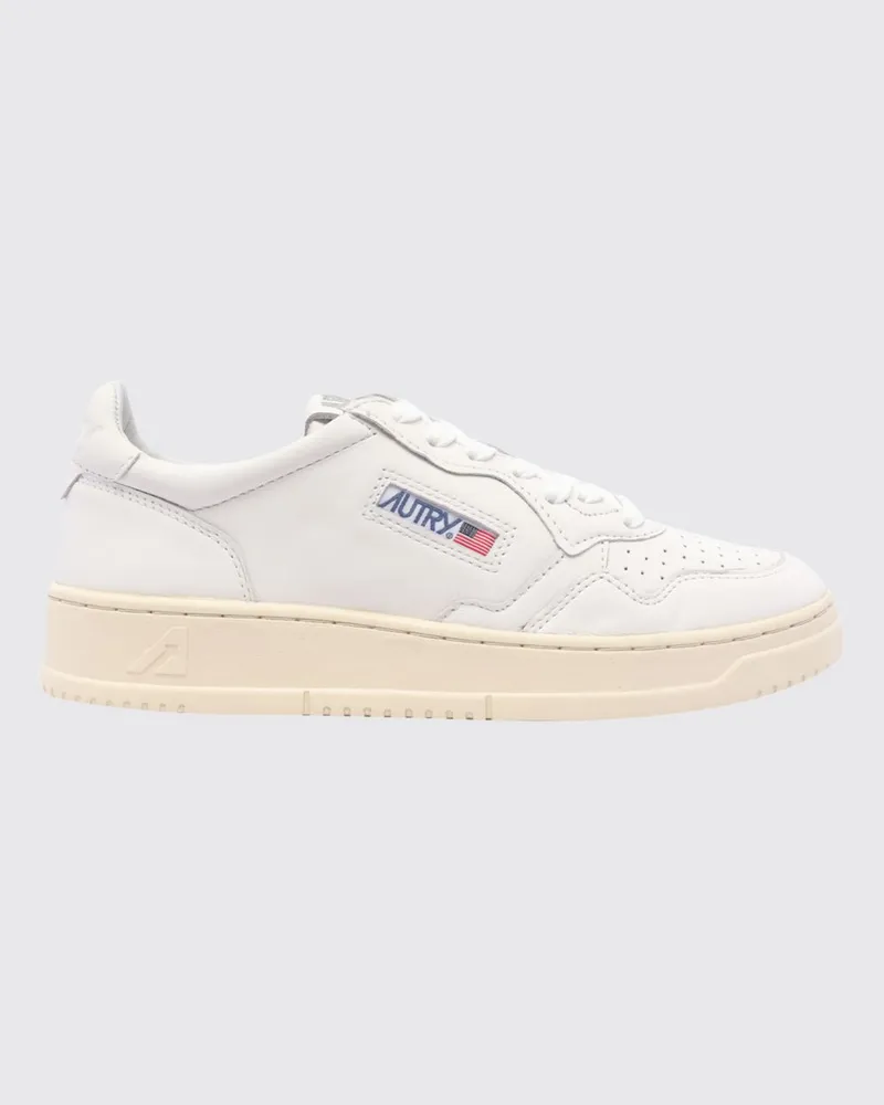 AUTRY Medalist Low Sneakers aus Kalbsleder mit perforierter Zehenkappe Weiß