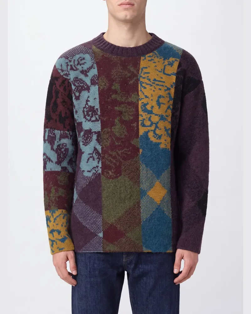 Dries van Noten Pullover mit Rundhalsausschnitt aus Woll-Alpaka-Mischung mit abstraktem Jacquard-Muster Bunt