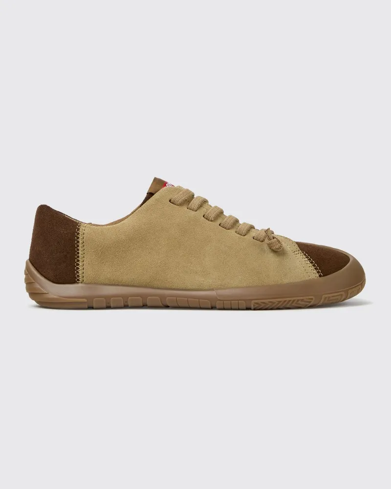 Camper Zweifarbige Twins Slip-On-Sneaker aus Veloursleder mit elastischen Schnürsenkeln Braun